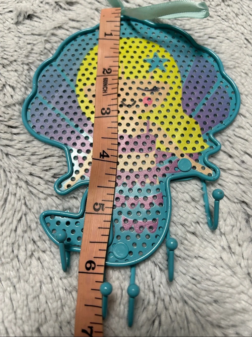 Mermaid Metal Hanging Key & Jewelry Organizer turquoise, Purple, Yellow. Small